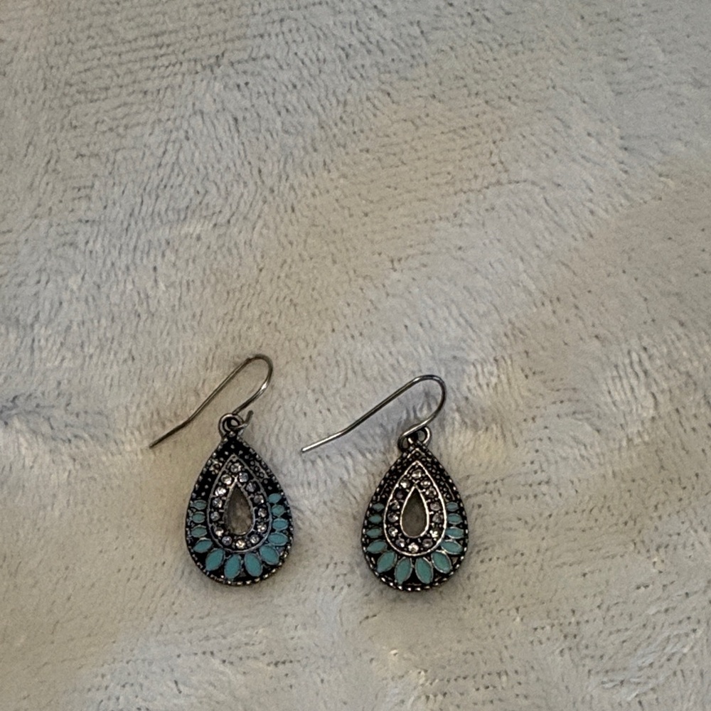 Elegant Silver and Blue Teardrop Earrings